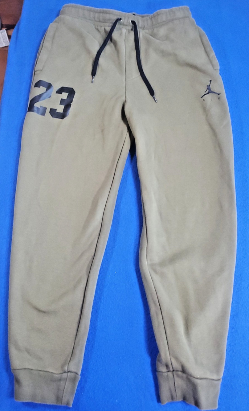 Jordan Jumpman 23 Fleece Sweatpants Mens Large Olive Green Tapered Joggers Pants